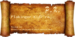 Plakinger Klára névjegykártya